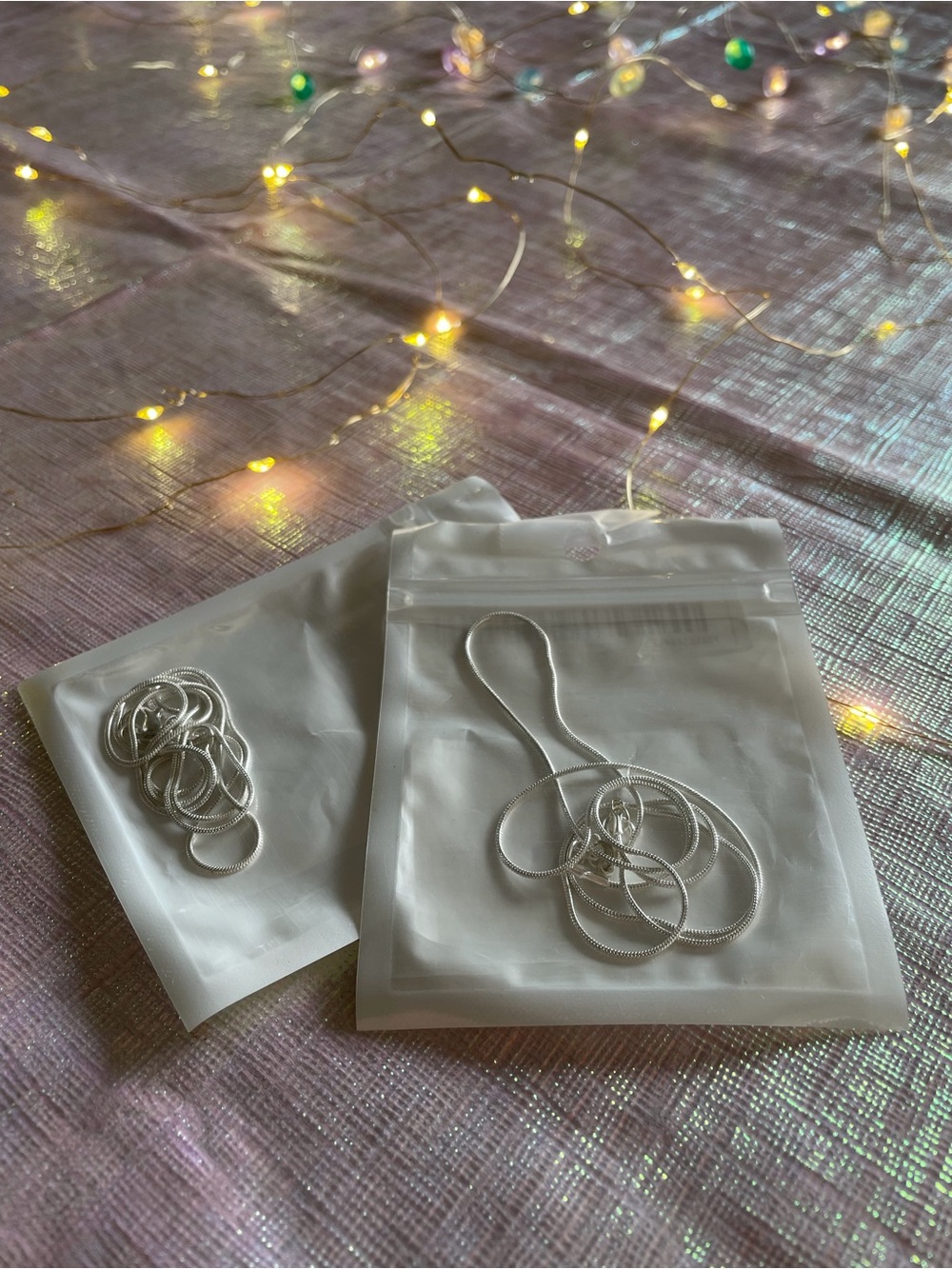 Two Unopened Brand New Silver Color Chains (20-24 inches)